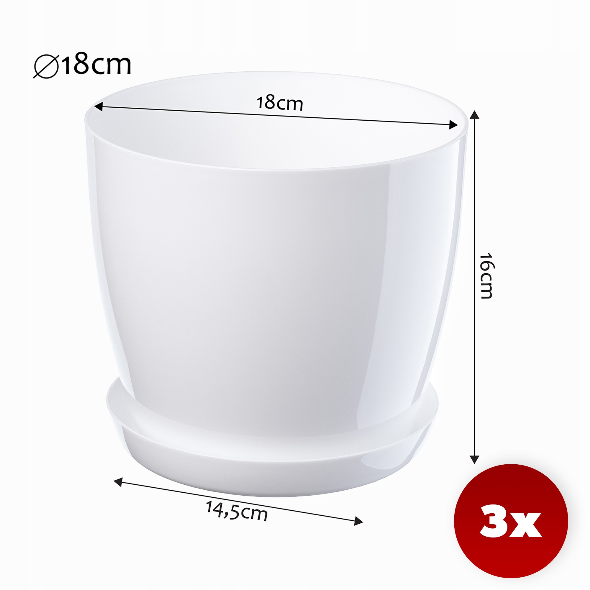 3x DONICZKA 18cm OSŁONKA Z PODSTAWKĄ BIAŁA Kod producenta K8123