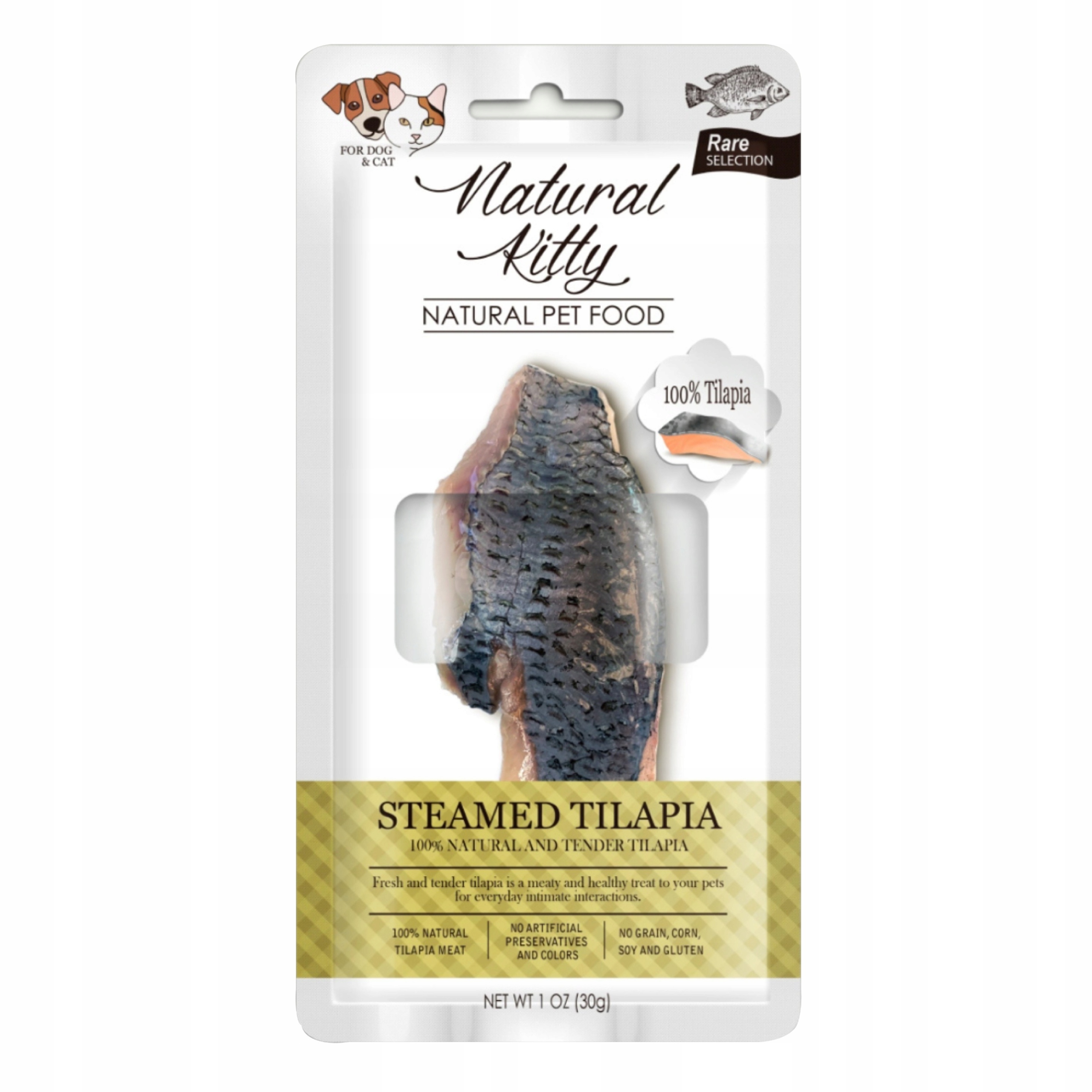 Levně Natural Kitty premium 100% psí pamlsek a kočku filé tilapia 12x30g