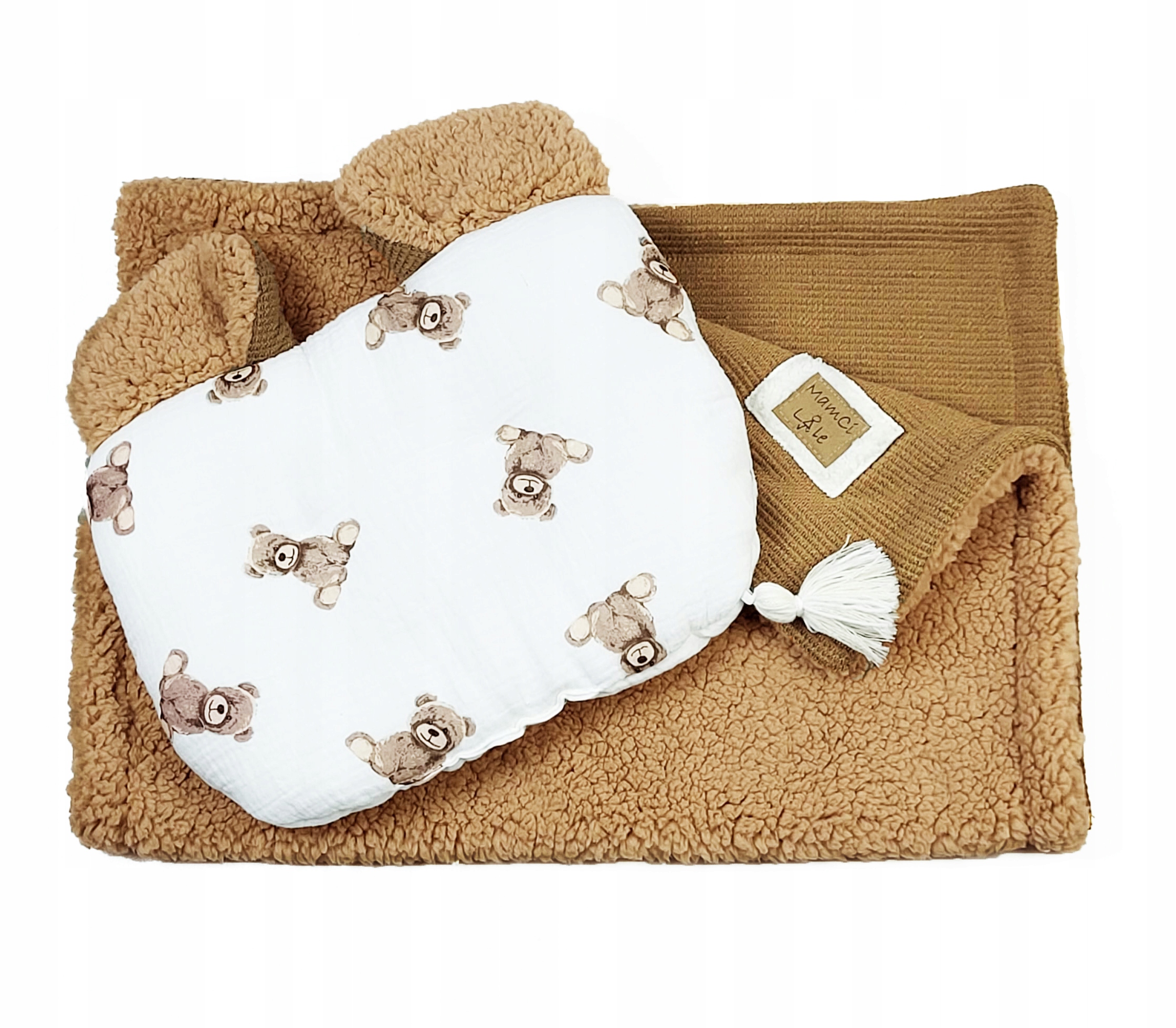 CIEPŁY KOCYK DO WÓZKA Z BARANKIEM + PODUSZKA