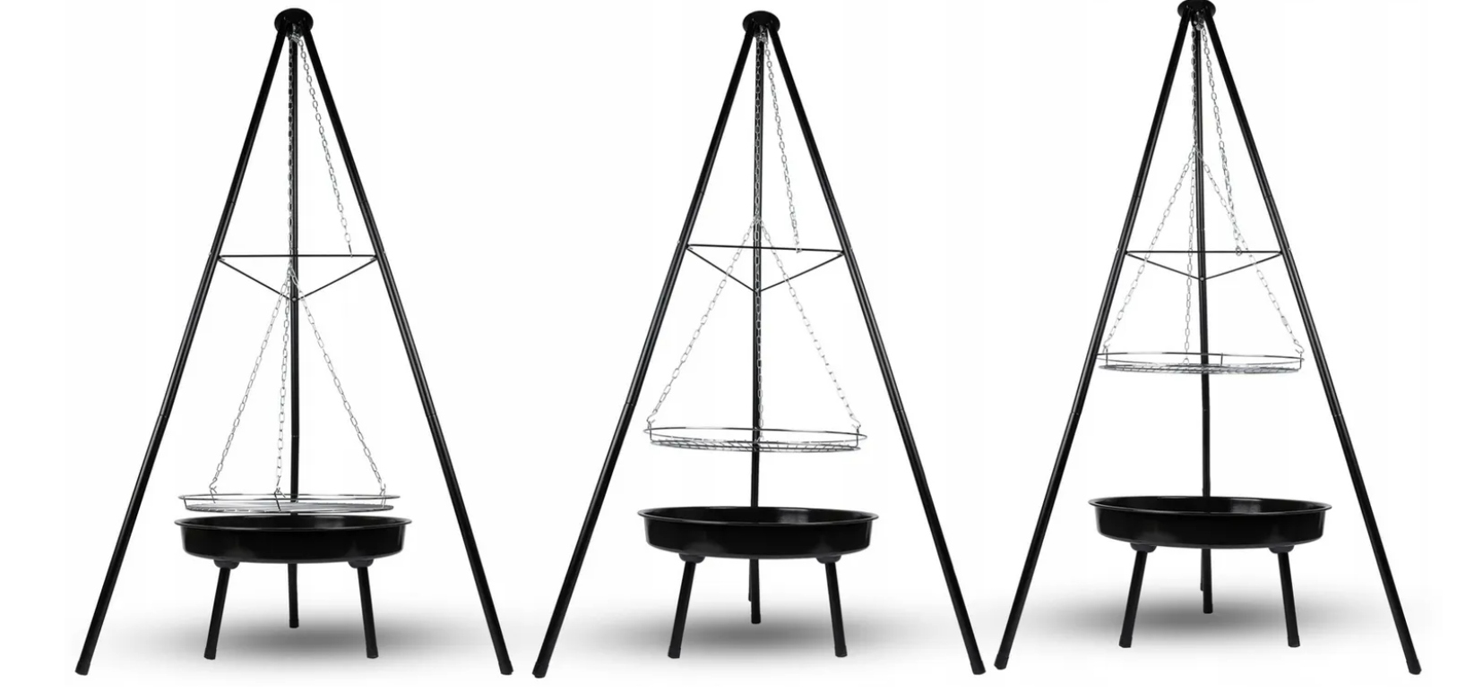 GRILL OGRODOWY WISZĄCY PALENISKO TRÓJNÓG DUŻY 50CM RUSZT OGNISKO WĘGLOWY Długość 50 cm