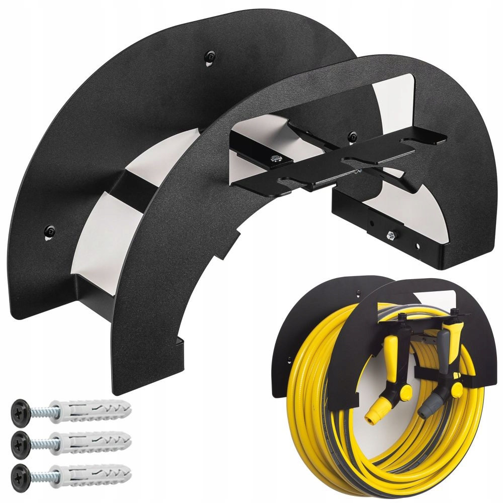 Uchwyt Na Wąż Ogrodowy czarny metalowy organizer regulowany polski produkt