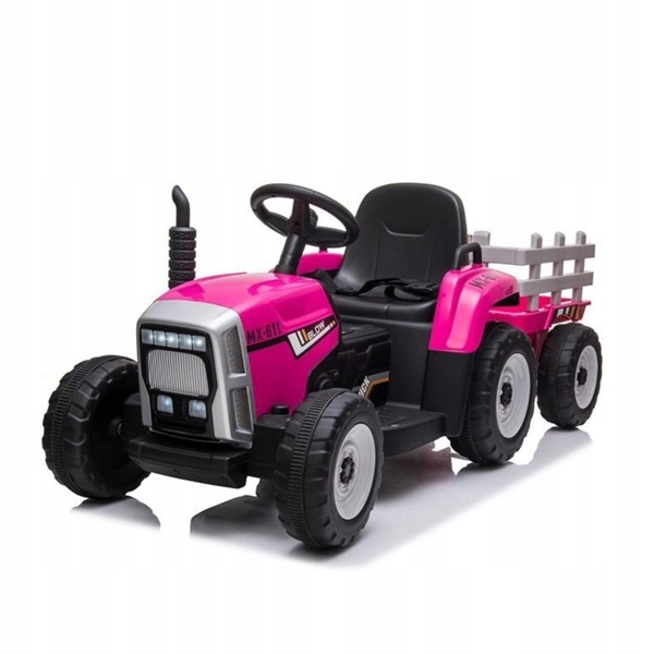 Baby Mix Erick elektryczny Traktor z pilotem różowy Ciągnik z przyczepą