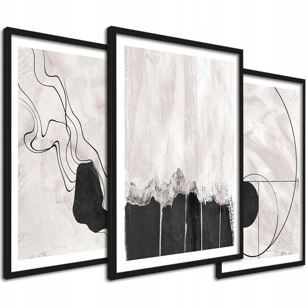 Nowoczesne obrazy do salonu, sypialni, plakaty w ramie, LineArt 3 szt