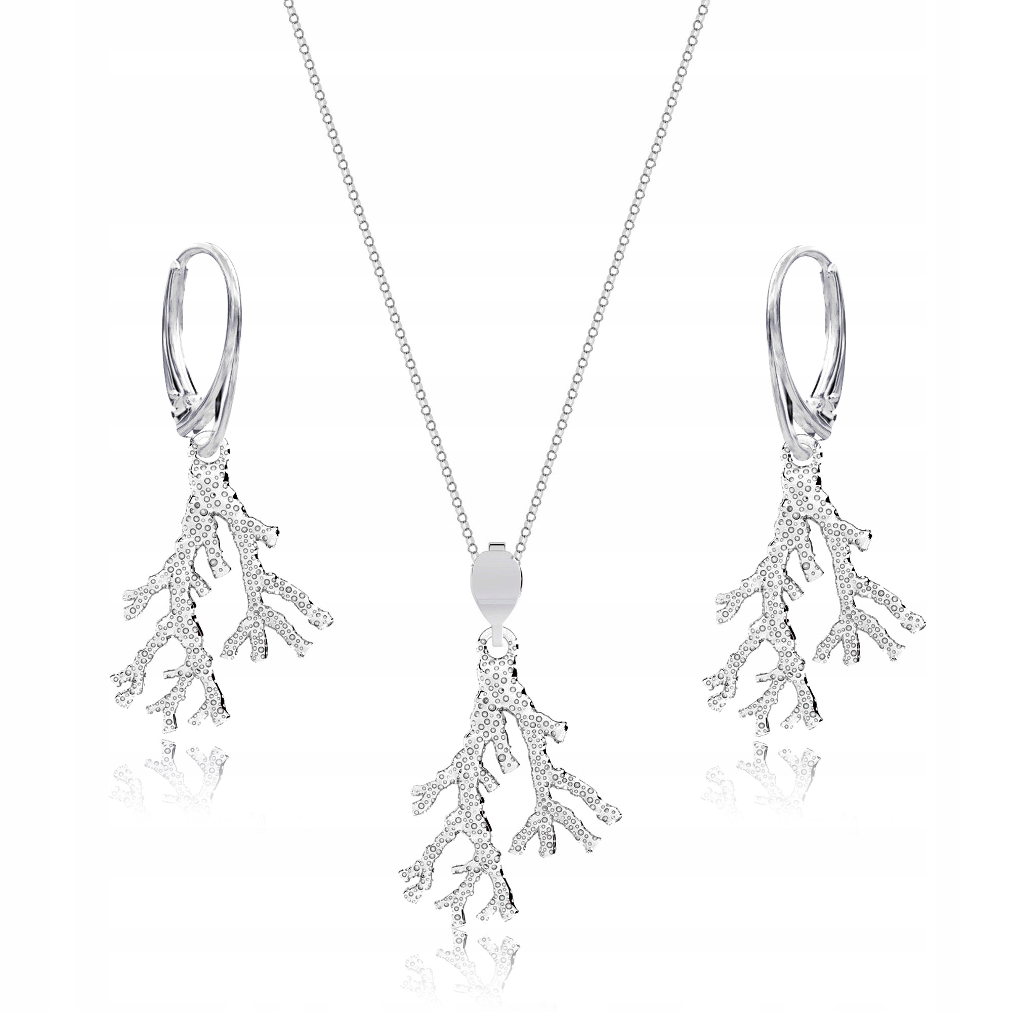 Korálovec korálový stříbrný komplet šperků s náhrdelníkem rolo stříbro 925