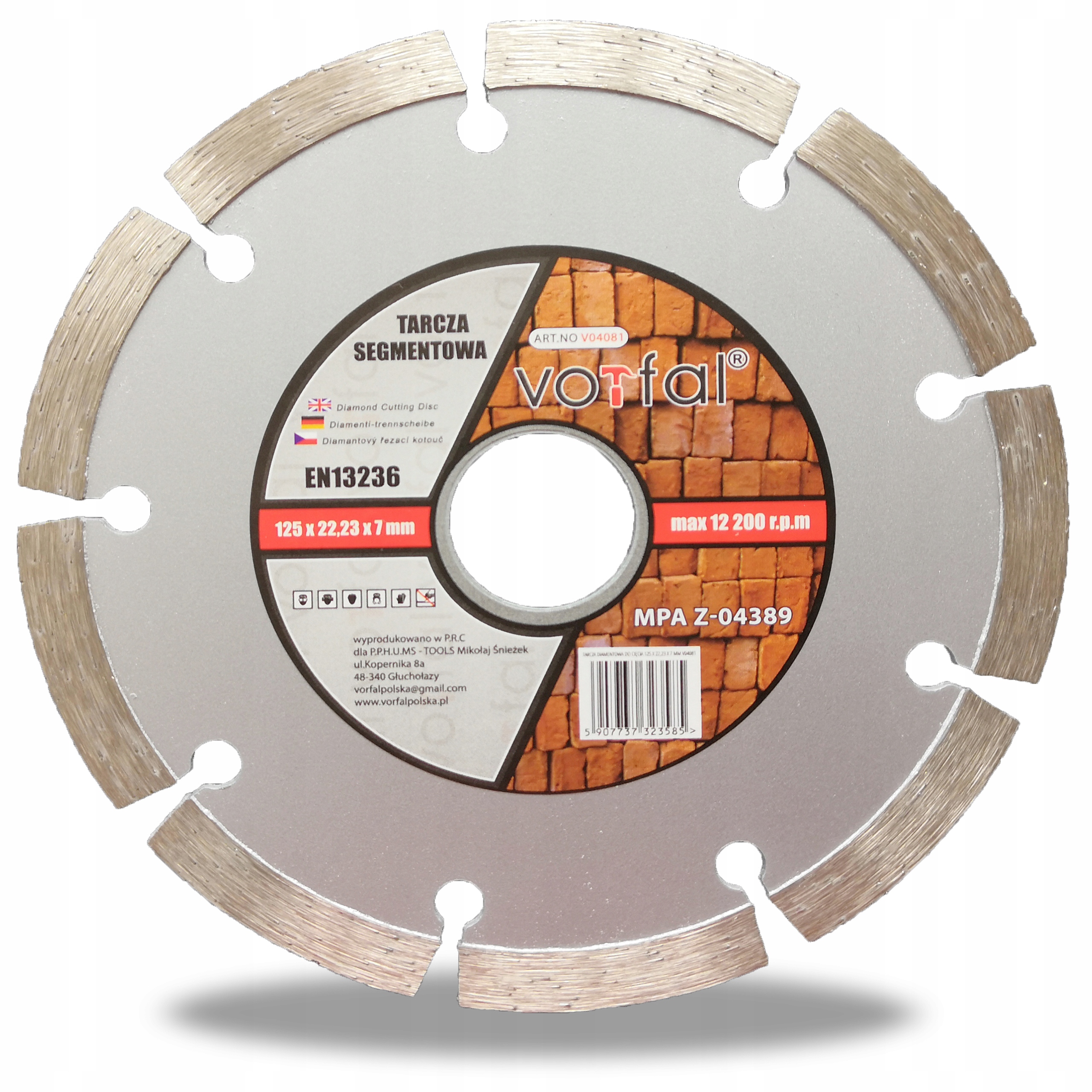 

Tarcza Diamentowa Segment Betonu Kostki 125 MM