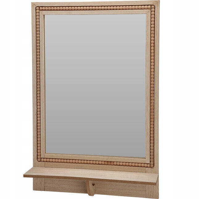 Lustro Ścienne Wiszące Prostokątne Z Półką Lusterko W Ramie Mdf 40 x 60 cm