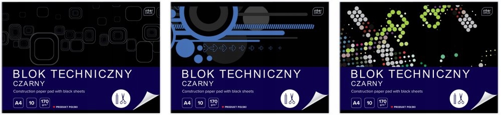Blok techniczny Interdruk A4 10 kartek czarny Marka Interdruk