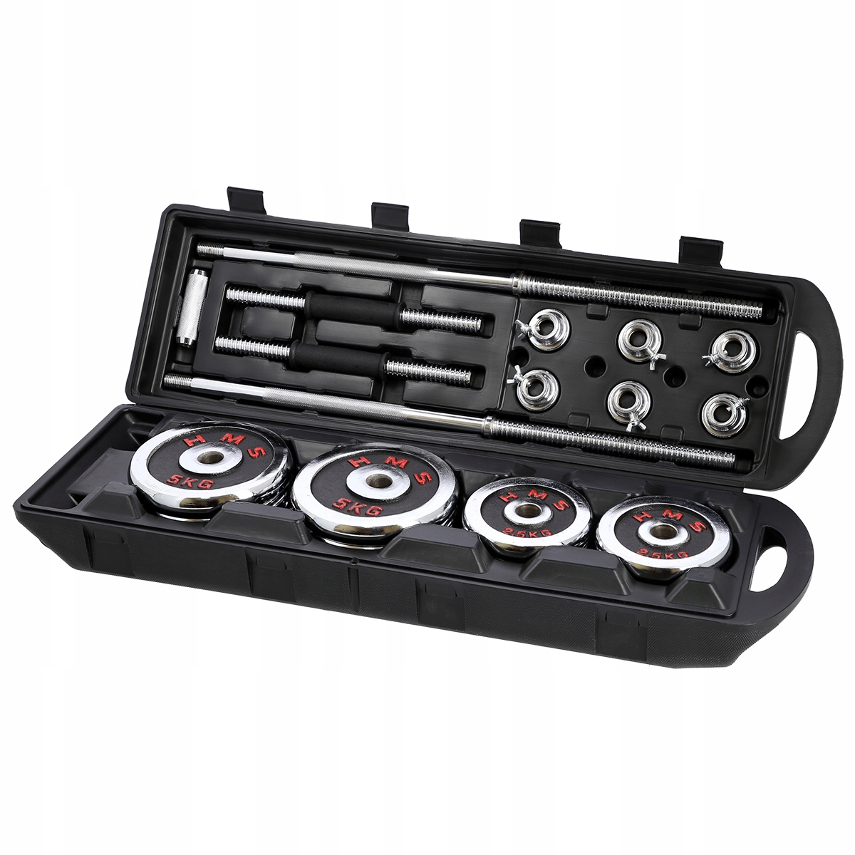 DUŻY ZESTAW HANTLE REGULOWANE GRYFY WALIZKA 2X25KG Materiał wewnętrzny stal