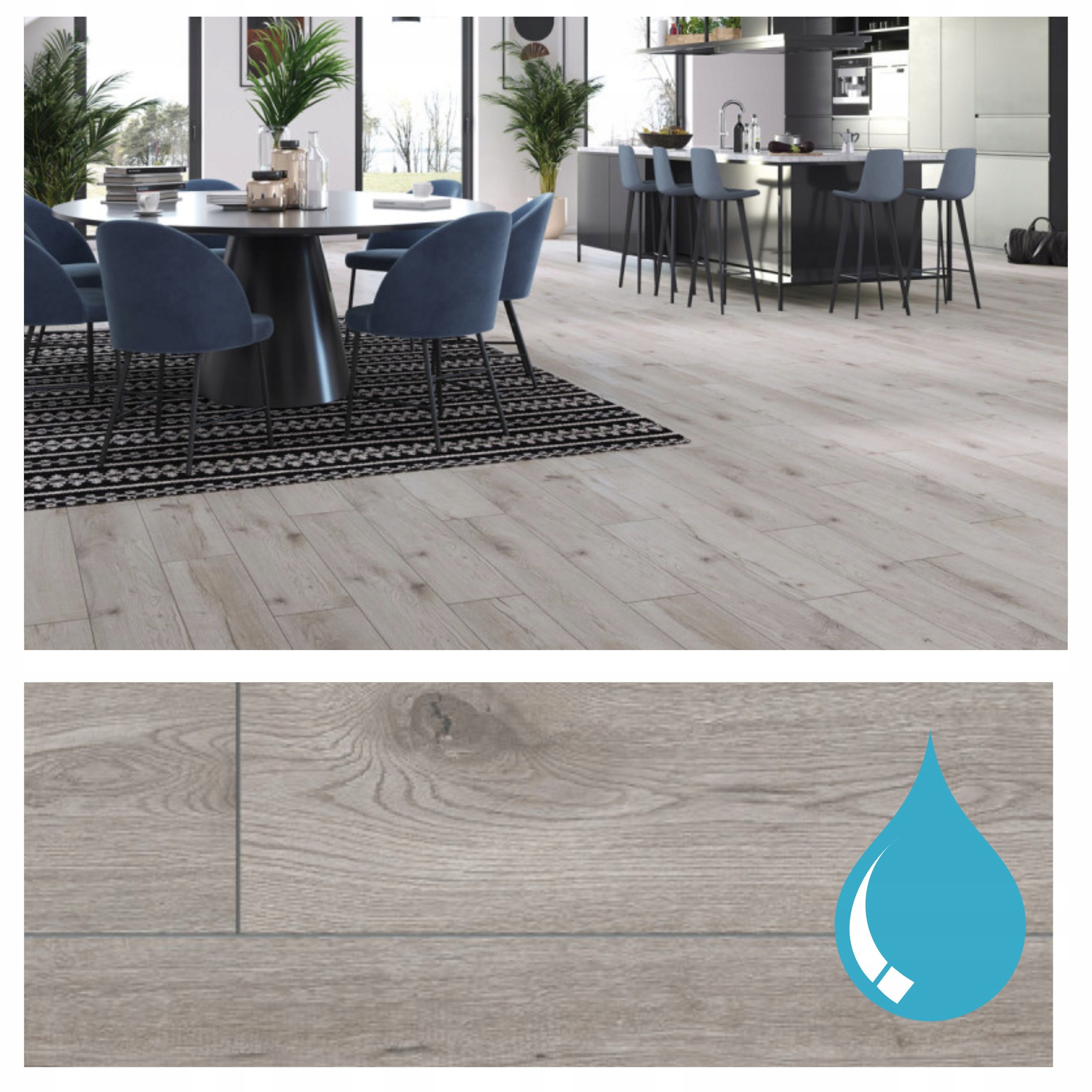 Panele Laminowane wodoodporne SZARE deska Dąb Turkana 1,97m2 szary do biura