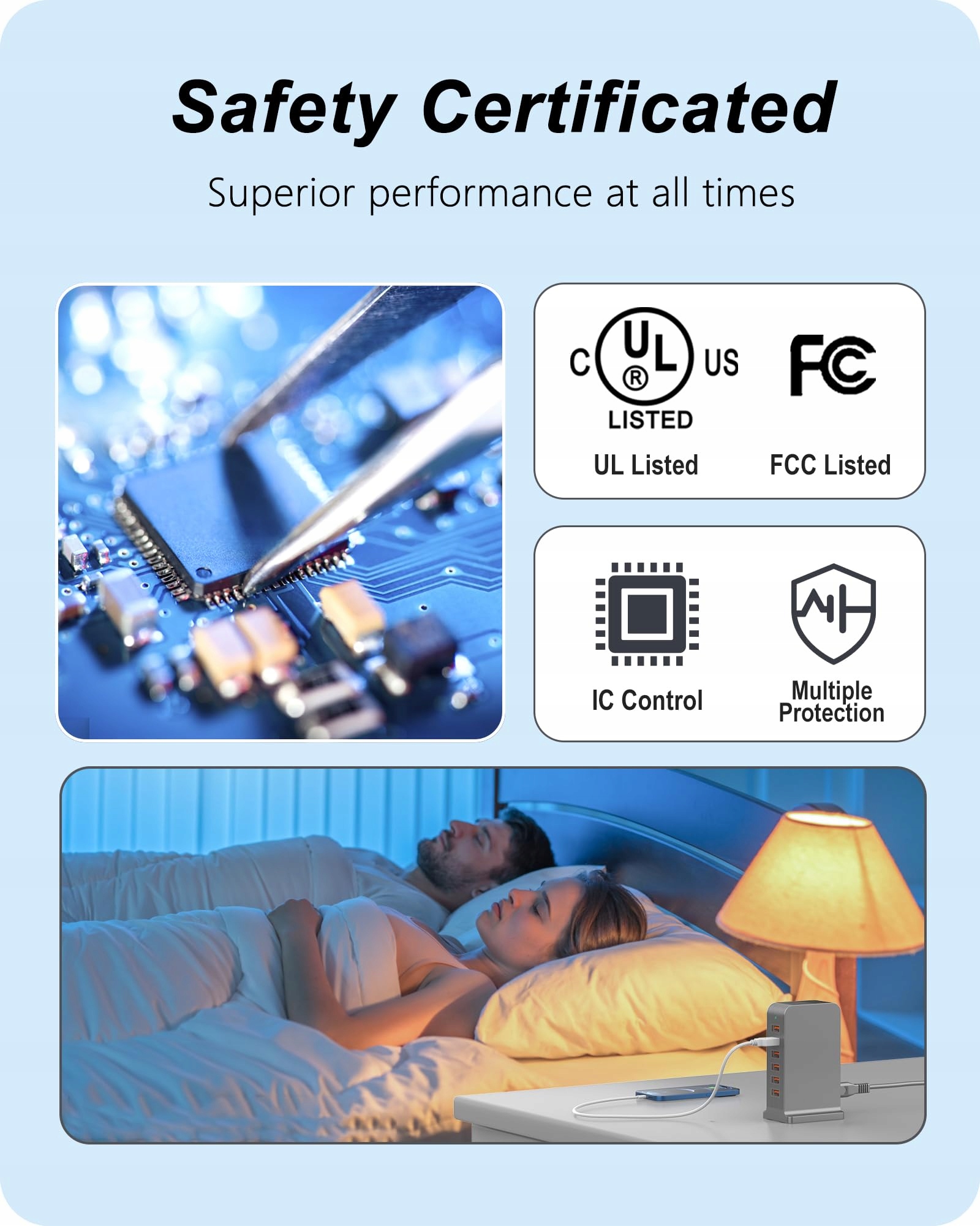POANES Ładowarka USB 50W 6 Portów Stacja Dla iPhone Android Huawei HTC LG — miniatura 6