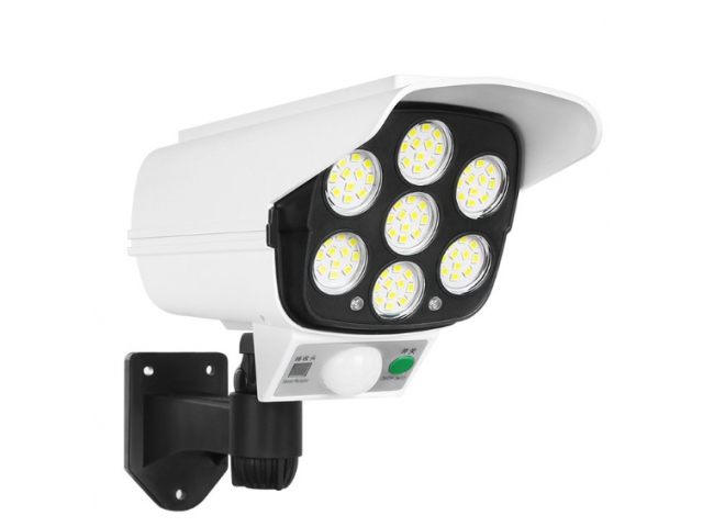 LAMPA SOLARNA ATRAPA KAMERY 2W1 LED OGRÓD + PILOT Kolor biały