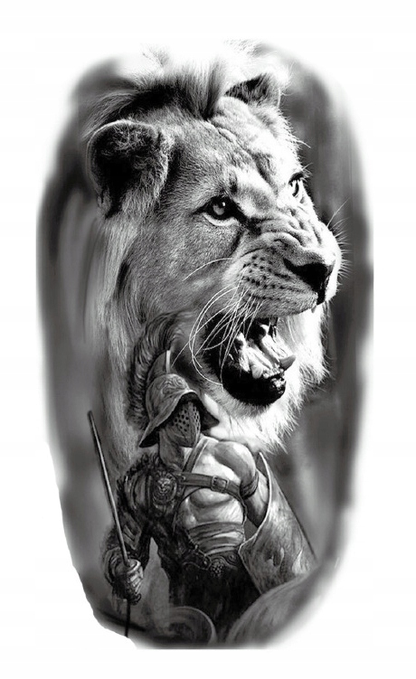 TATUAŻ TYMCZASOWY LEW I GLADIATOR TATUAŻ ZMYWALNY WODOODPORNY