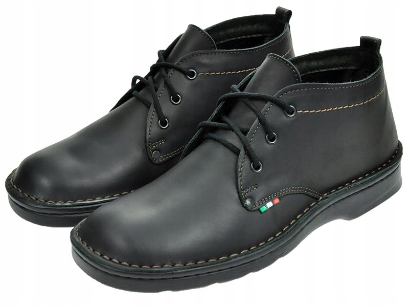 MĘSKIE POLSKIE TRZEWIKI SKÓRZANE 055 CZARNY 43 Marka inna
