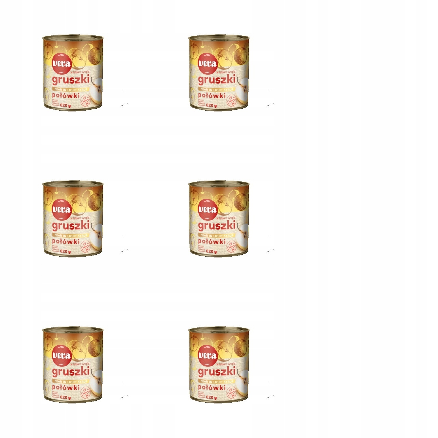 6 x 460 g Vera Hrušky Půlky v sirupu Svařovací