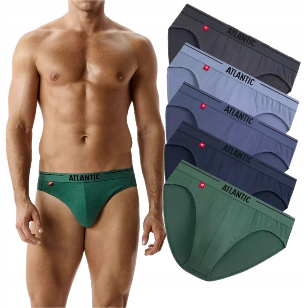 Slipy męskie Atlantic majtki 5-SZTUK 5SMP-004 Grf/nie/den/ind/ziel r. L