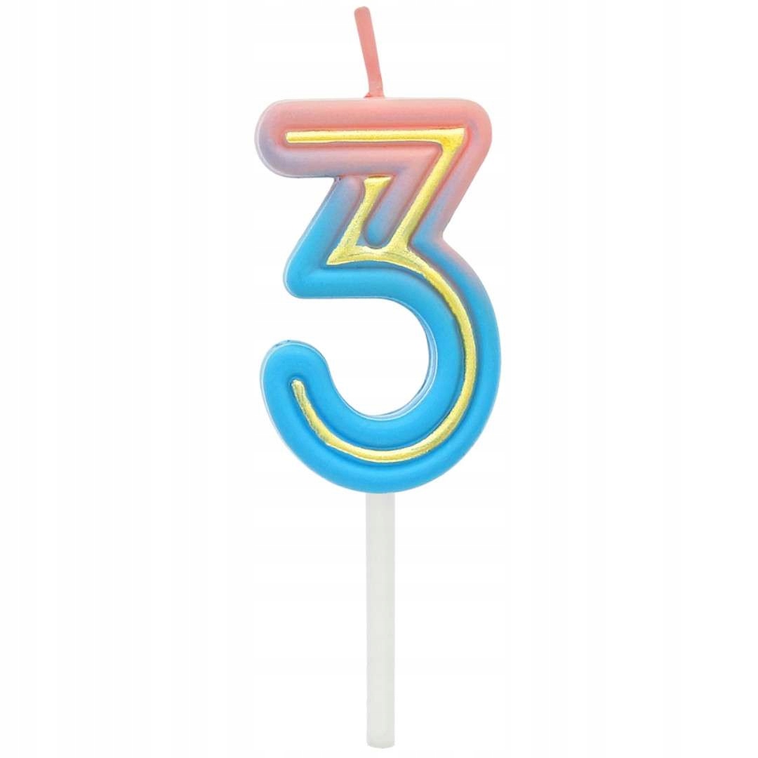 

Świeczka na tort Cyferka 3 neon Ombre urodziny