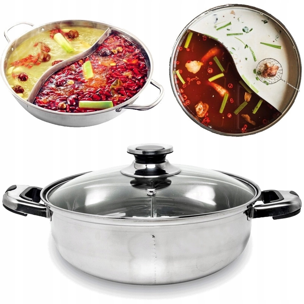 Levně Čínský hrnec Fondue Dělený Hot Pot Průměr 28cm Nerezová Ocel Remo