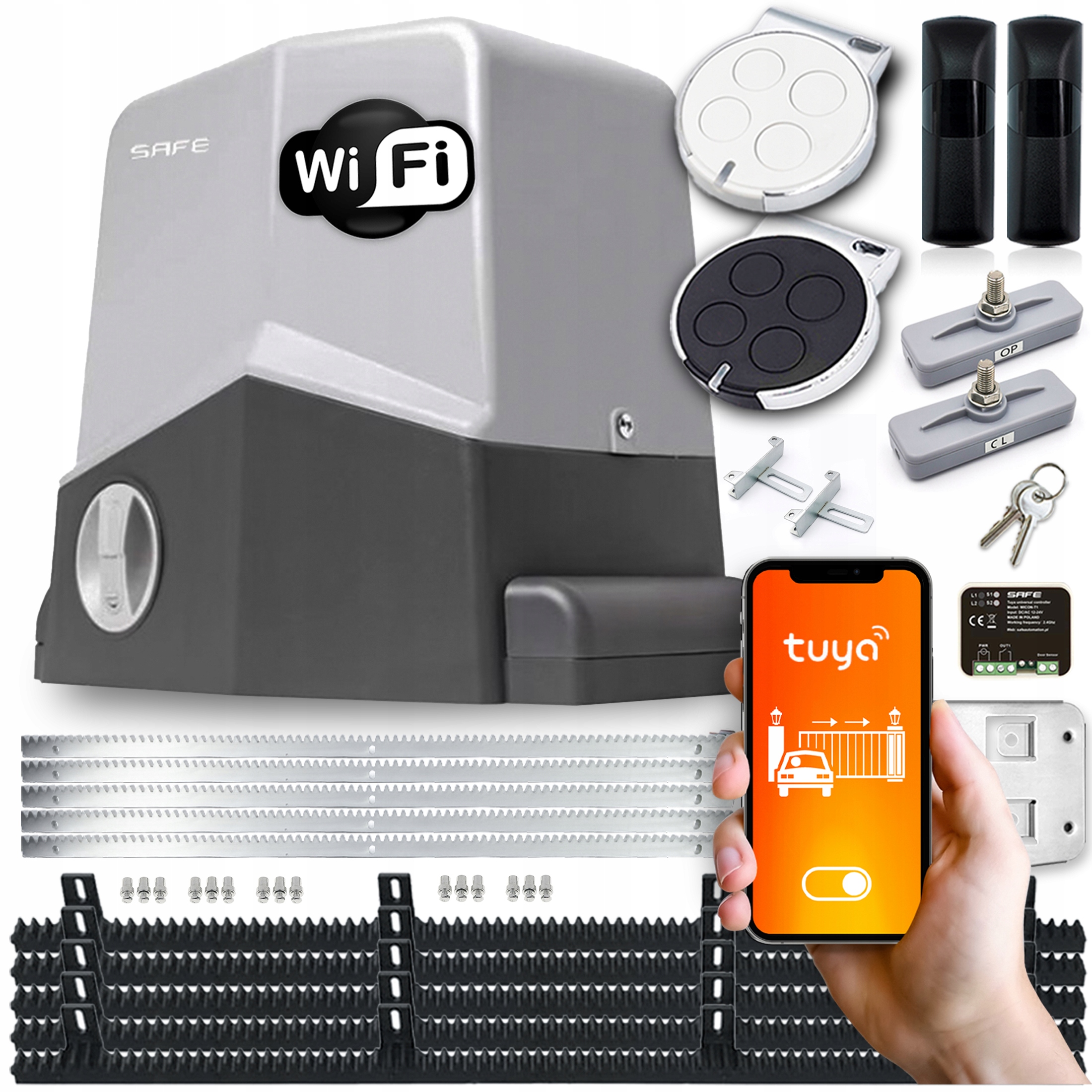 Pohon Posuvnej Brány 600 Kg 2xdiaľkové ovládanie 5xfotografické lišty Wifi Tuya Automat Brány