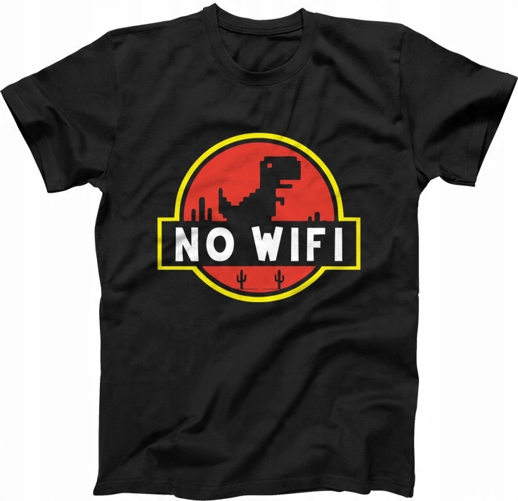 

No Wifi koszulka t-hirt T-Rex run T-Rex game