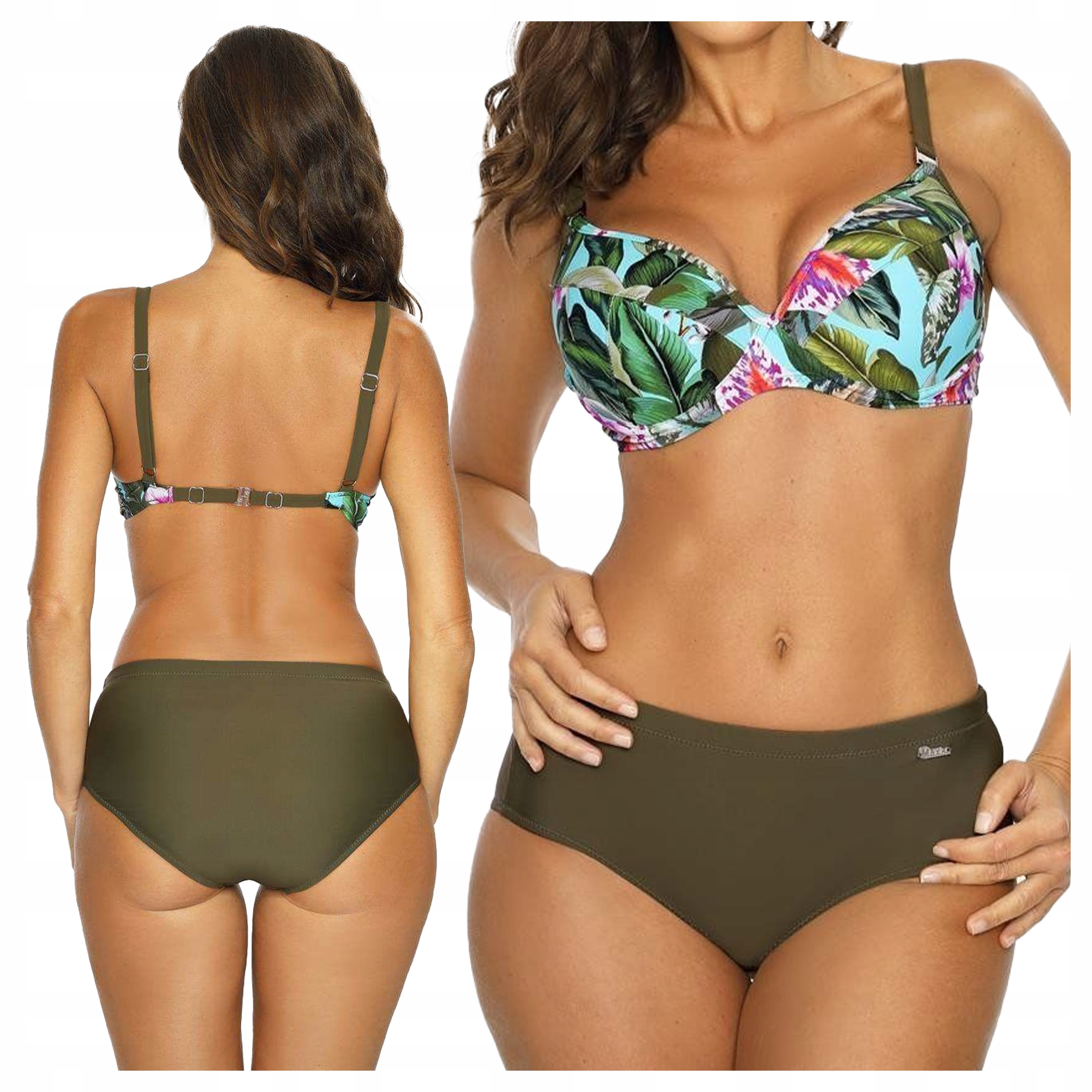 Vyztužený dvoudílný plavkový kostým Hanna M-613 (6) Khaki 40F