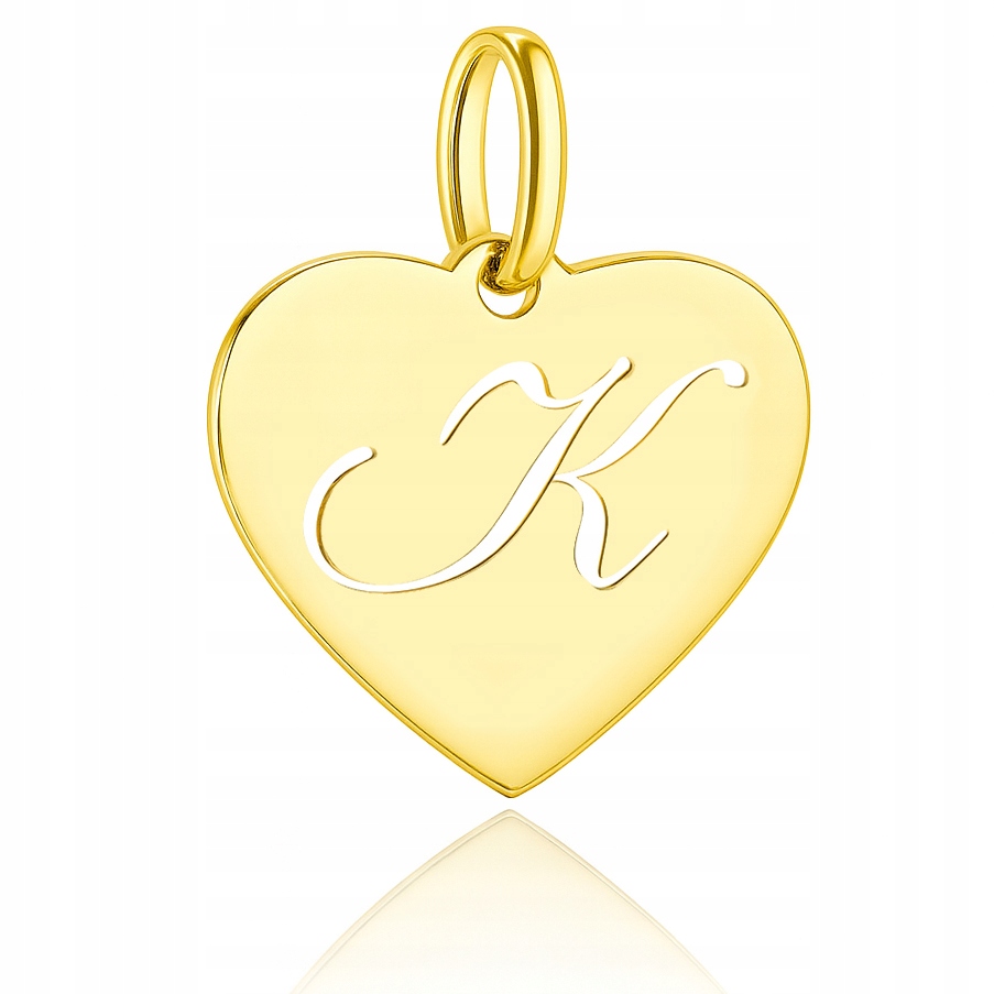 Zlatý přívěsek písmeno K v srdci na řetízek Au 585
