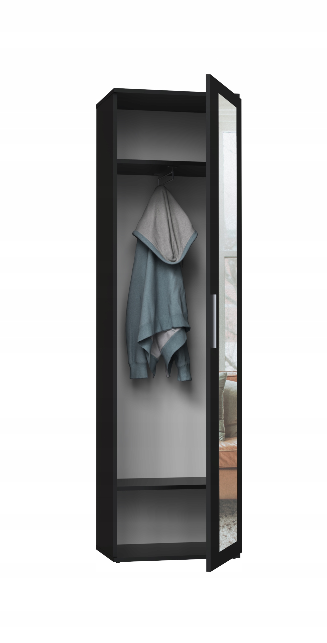 SZAFA DUO LUSTRO WIESZAK PRZEDPOKÓJ CZERŃ MAT Kod producenta DUO SZAFKA CZERŃ