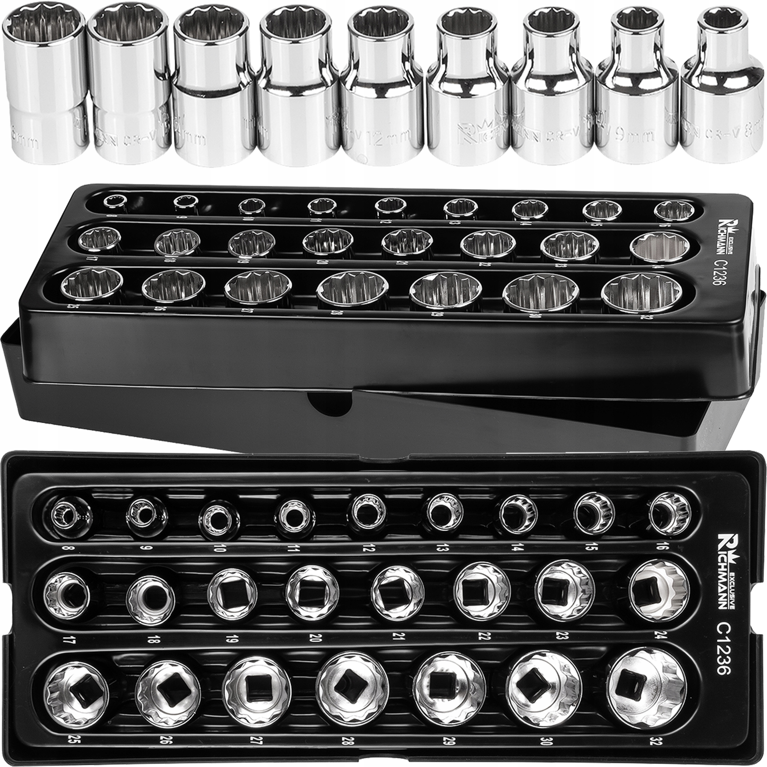 WKŁAD 24el. NASADKI 12-KĄTNE 1/2'' 8-32mm ZESTAW