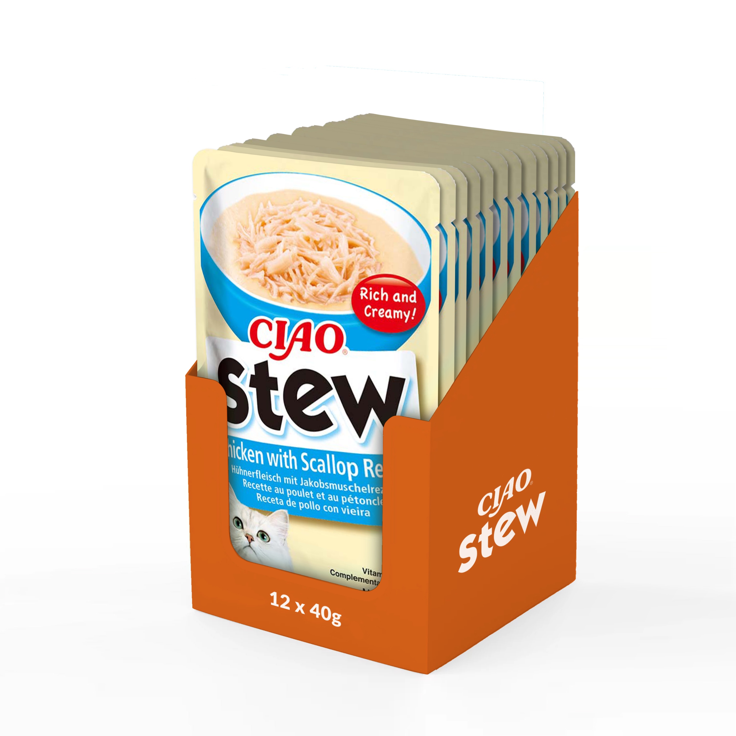 Levně Inaba Ciao Stew Pokrm v husté krémové omáčce s kuřecím masem a hřebenatkami 40 g