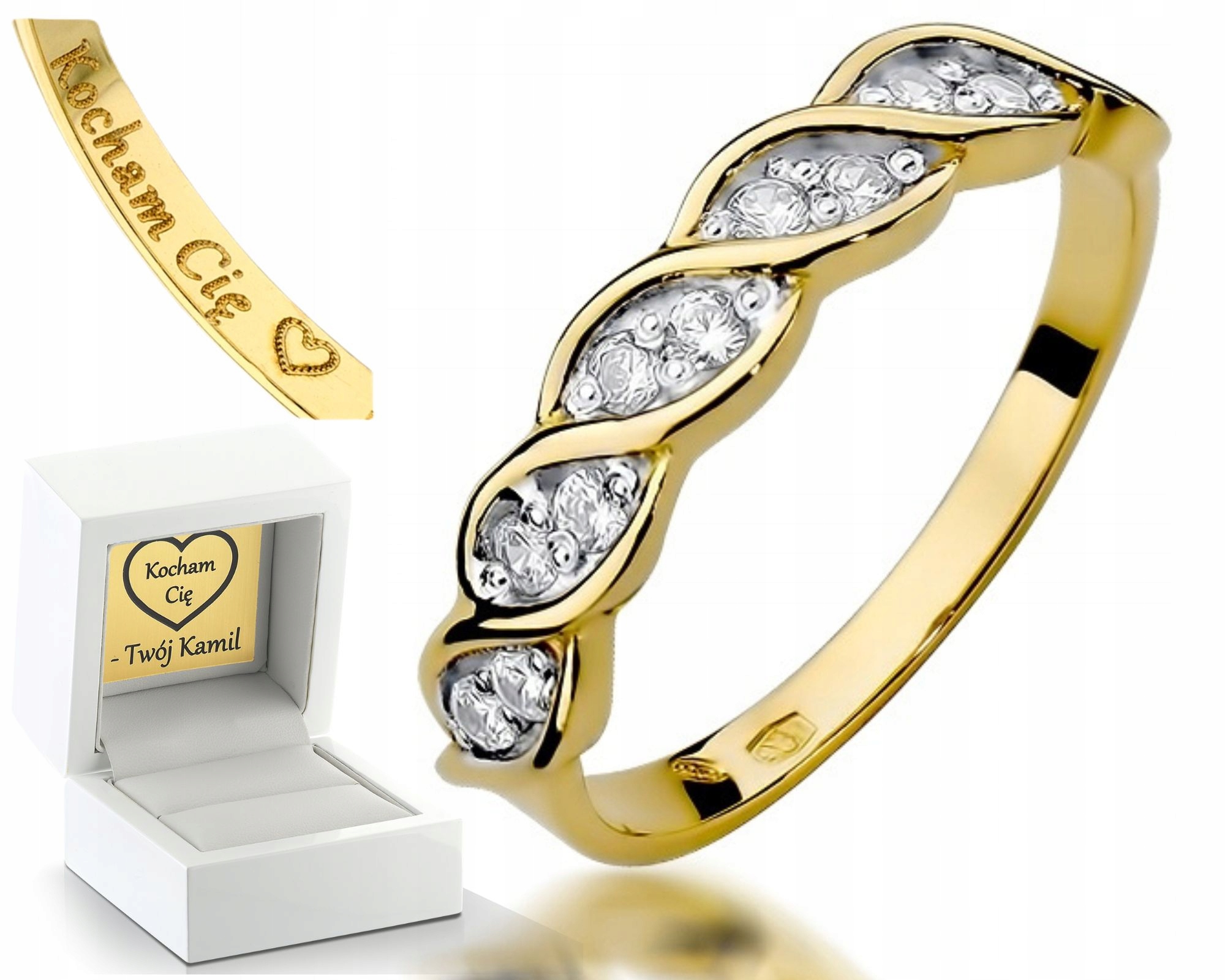 Zlatý Prstýnek S Brilianty 0,20 Ct Každý Vel. Zásnubní Dárek