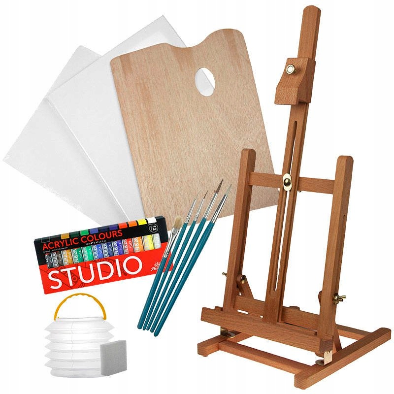 Stolní malířský stojan 50cm Příruční Malířská sada Malířské Plátno barvy