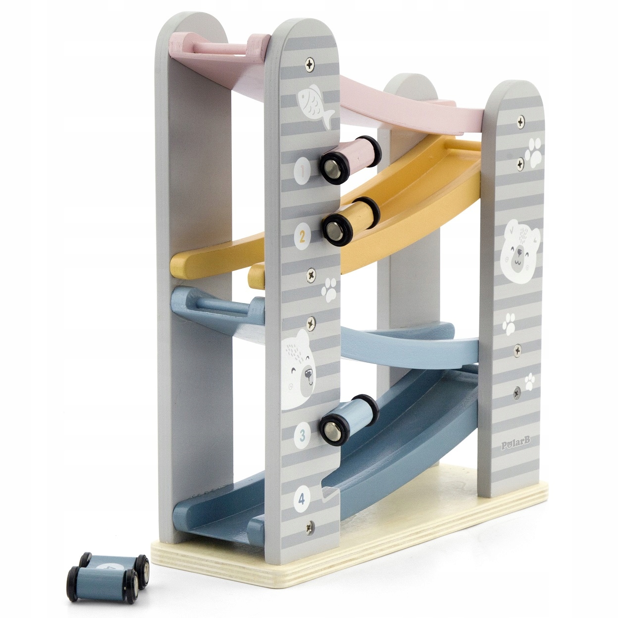 VIGA DREWNIANA ZJEŻDŻALNIA TOR DLA SAMOCHODÓW WYŚCIGOWY DZIECI AUTKA POLARB Bohater brak