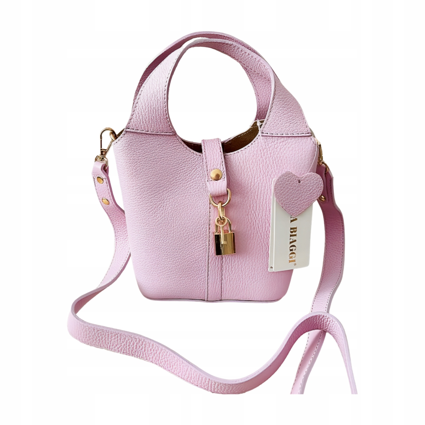 Laura Biaggi kabelka mini shopperka kožená růžová