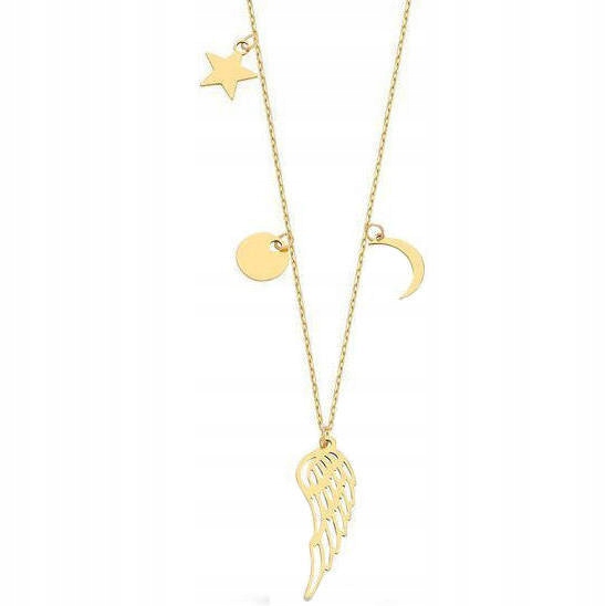 

Złoty naszyjnik Celebrytka 585 Skrzydło Kółko