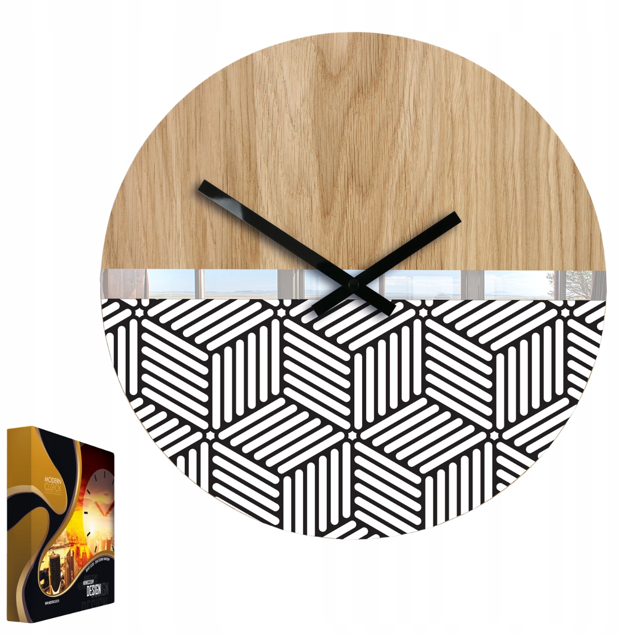 Nástěnné hodiny Dřevěné Dubové Akrylové Echo Wood Kulatý Křemenné