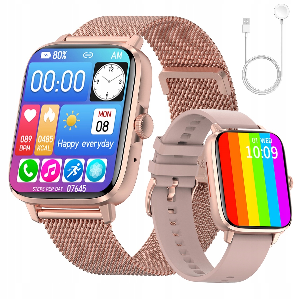 

Smartwatch Damski Zegarek Rozmowy Nfc Puls 2 Paski
