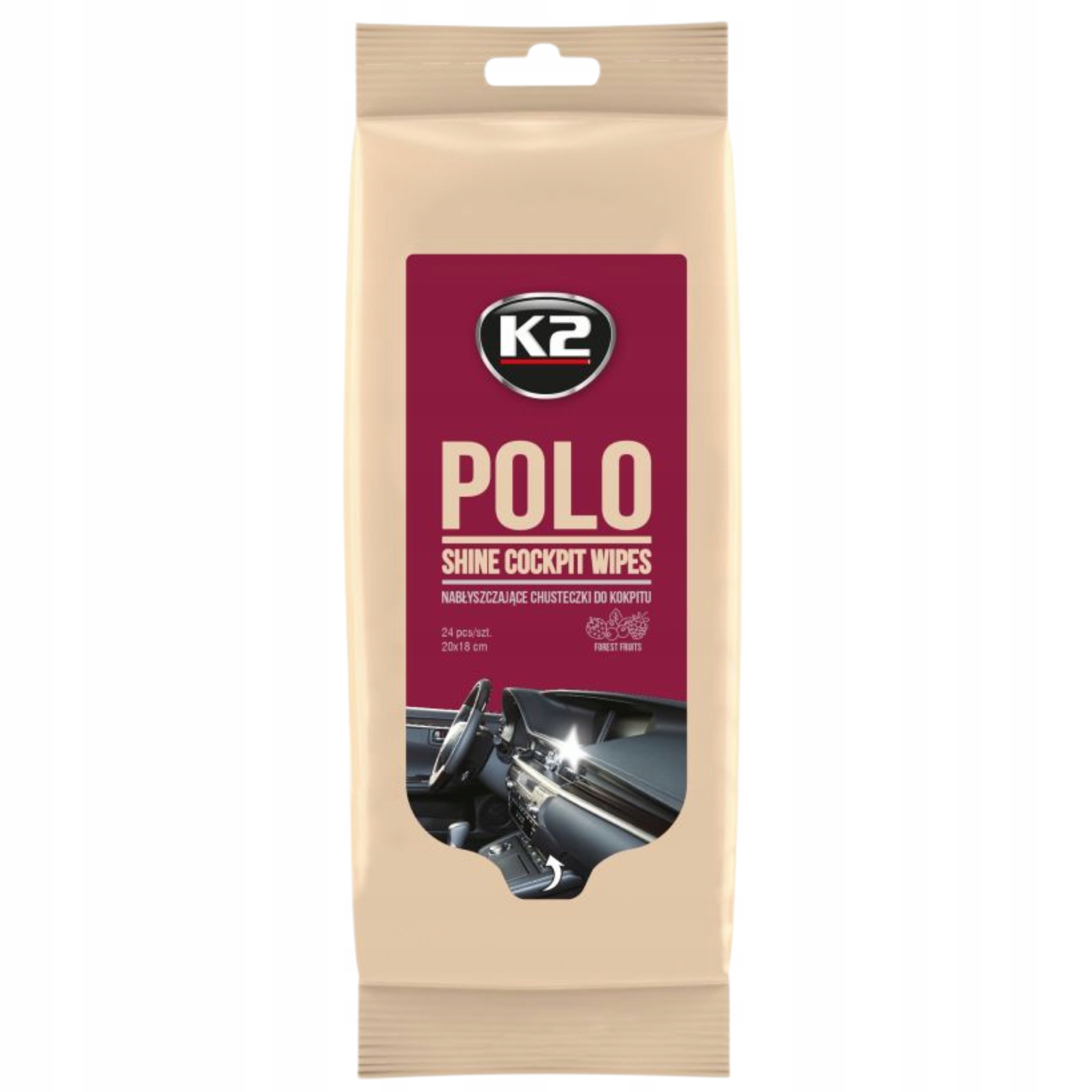 K2 ŚCIERECZKI ZAPACHOWE MOKRE DO KOKPITU NABŁYSZCZANIA POLO SHINE 25szt EAN (GTIN) 5906534002198