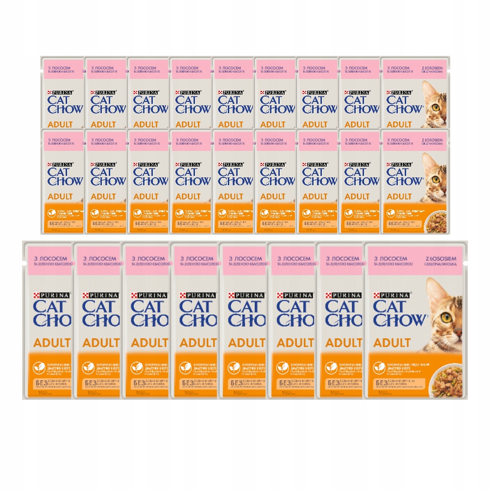 Mokré krmivo pro kočky s lososem a zelenými fazolemi Purina Cat Chow 26x85 g