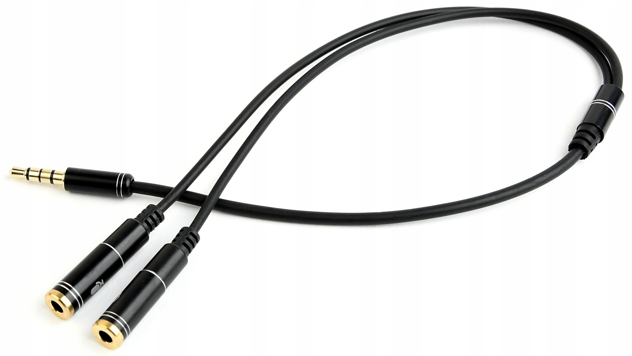 Adapter MiniJack 4PIN M - 2x 3PIN Mini Jack CZARNY