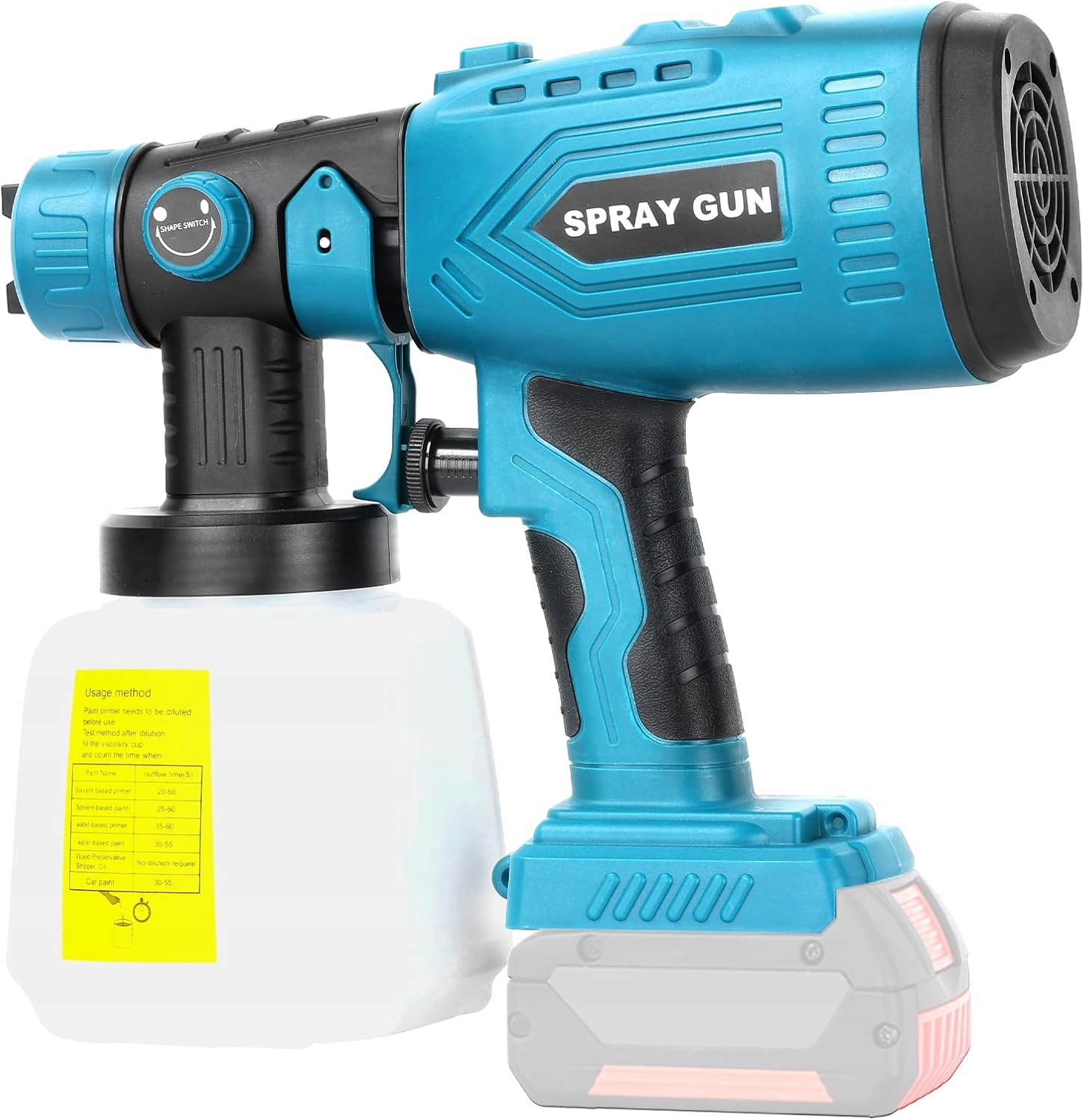 Stříkací pistole Hvlp 18V Bezdrátová 200W 4 trysky 1000ml náhrada