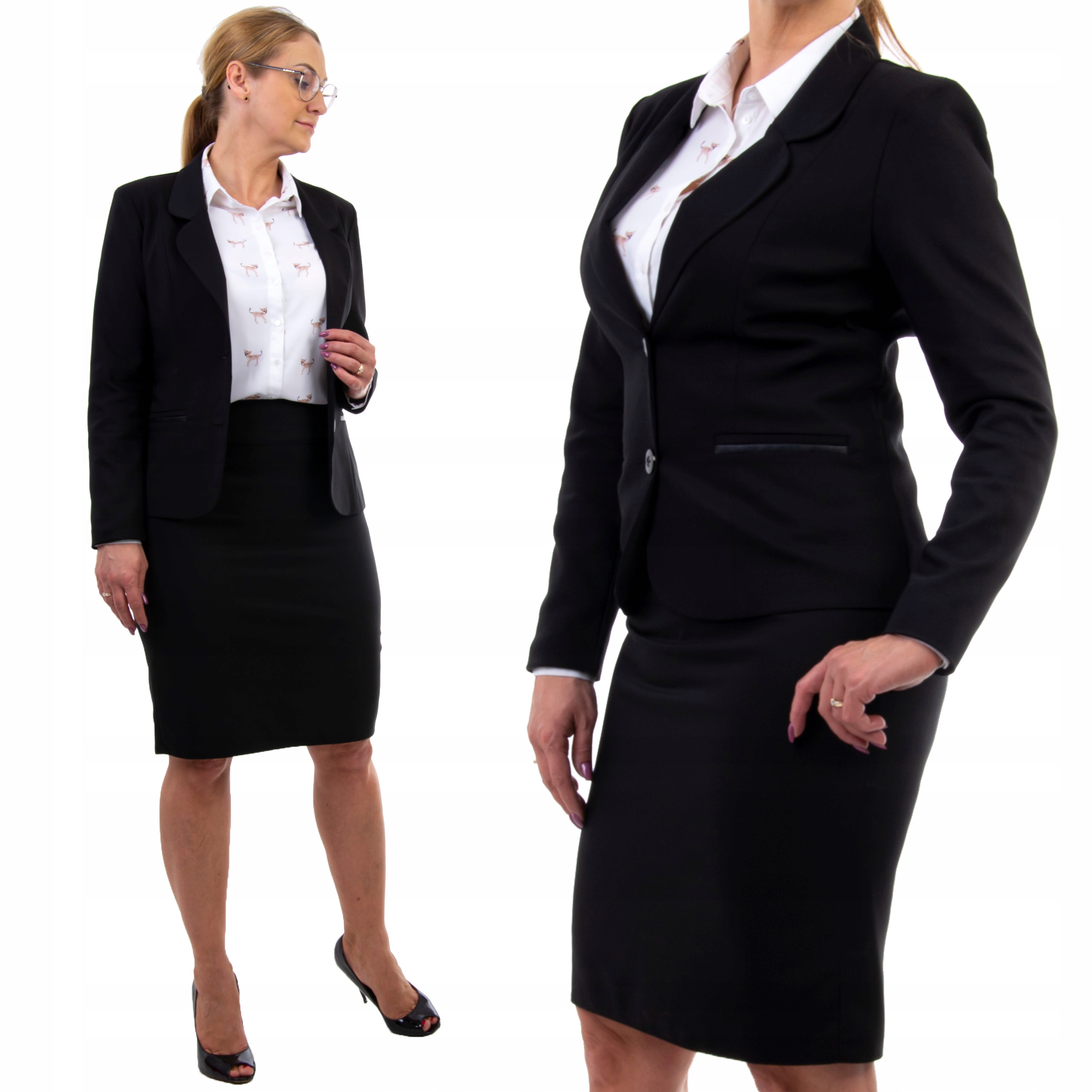 Z926 KOMPLET 3 CZĘSCIOWY ŻAKIET SPODNIE SPÓDNICA CZARNY r. 42 (XL) EAN (GTIN) 5906228400026