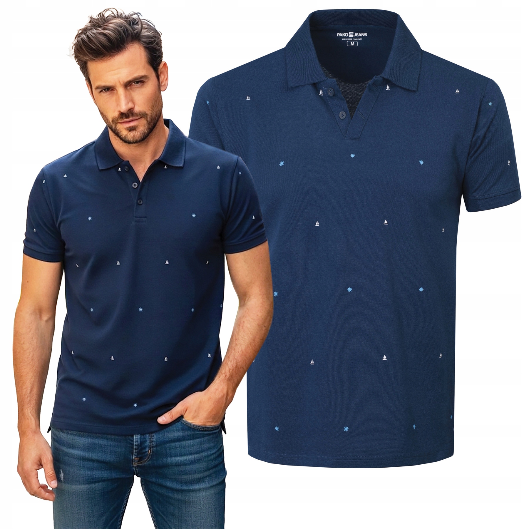 polokošile Pánské Tmavě Modré Hrubá Bavlna Complex Elegantní Pako Jeans