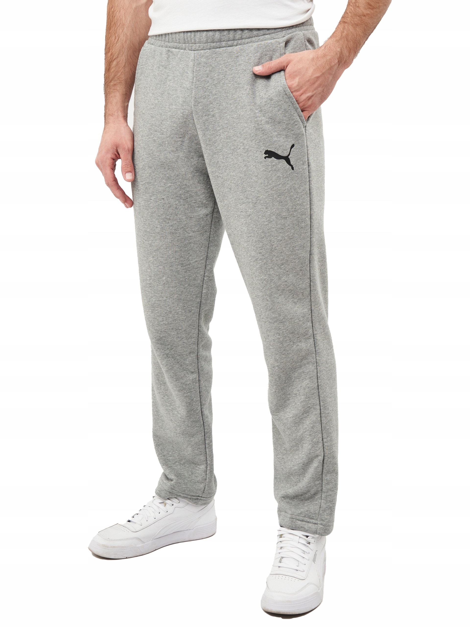 3324 Pánské Puma Bavlněné Teplákové Kalhoty, Šedé, Rovné Nohavice, 3XL