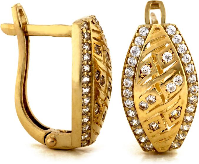 Zlaté náušnice 585 anglické, bohatě zdobené 14K elegantním vzorem jako dárek