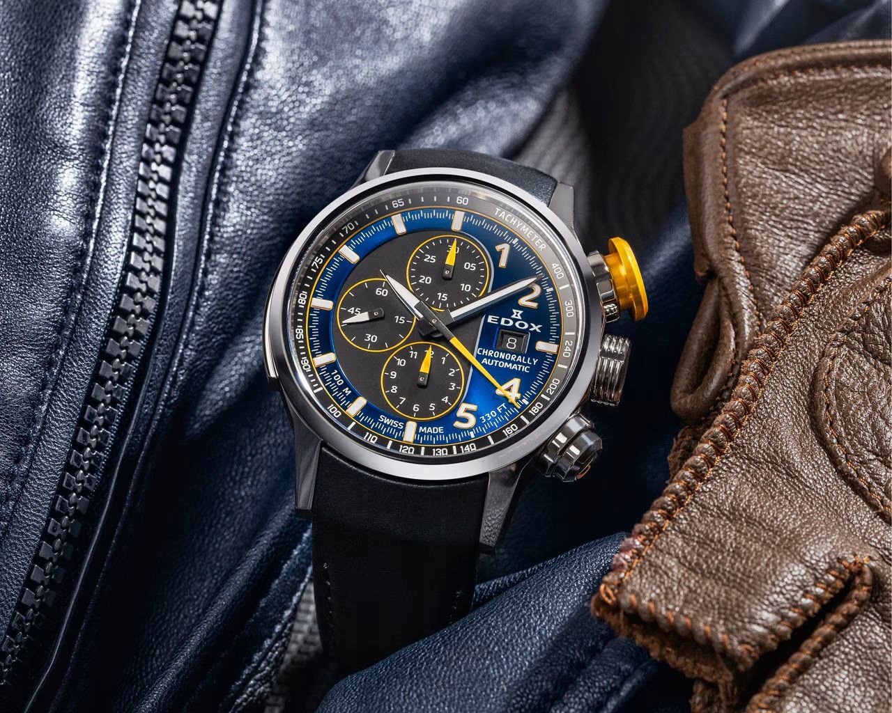 Hodinky Edox Chronorally Automatic 01129-TTNJCN-BUNJ 45 mm 10ATM