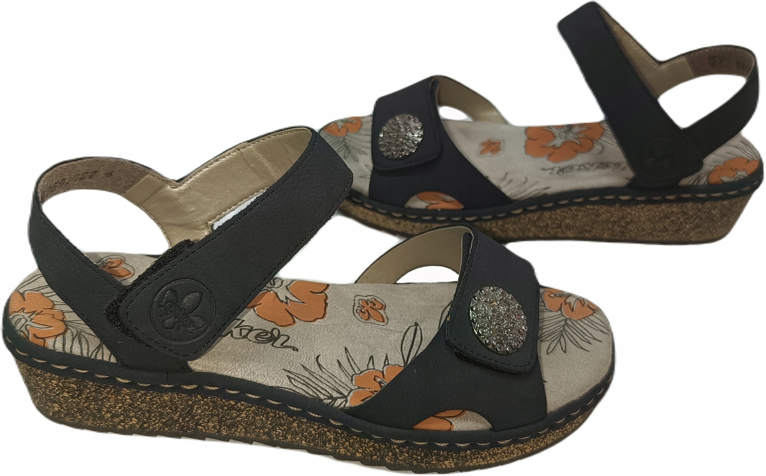 Pohodlné Sandály Koturn Rieker V03J6 Námořnická Modrá R40