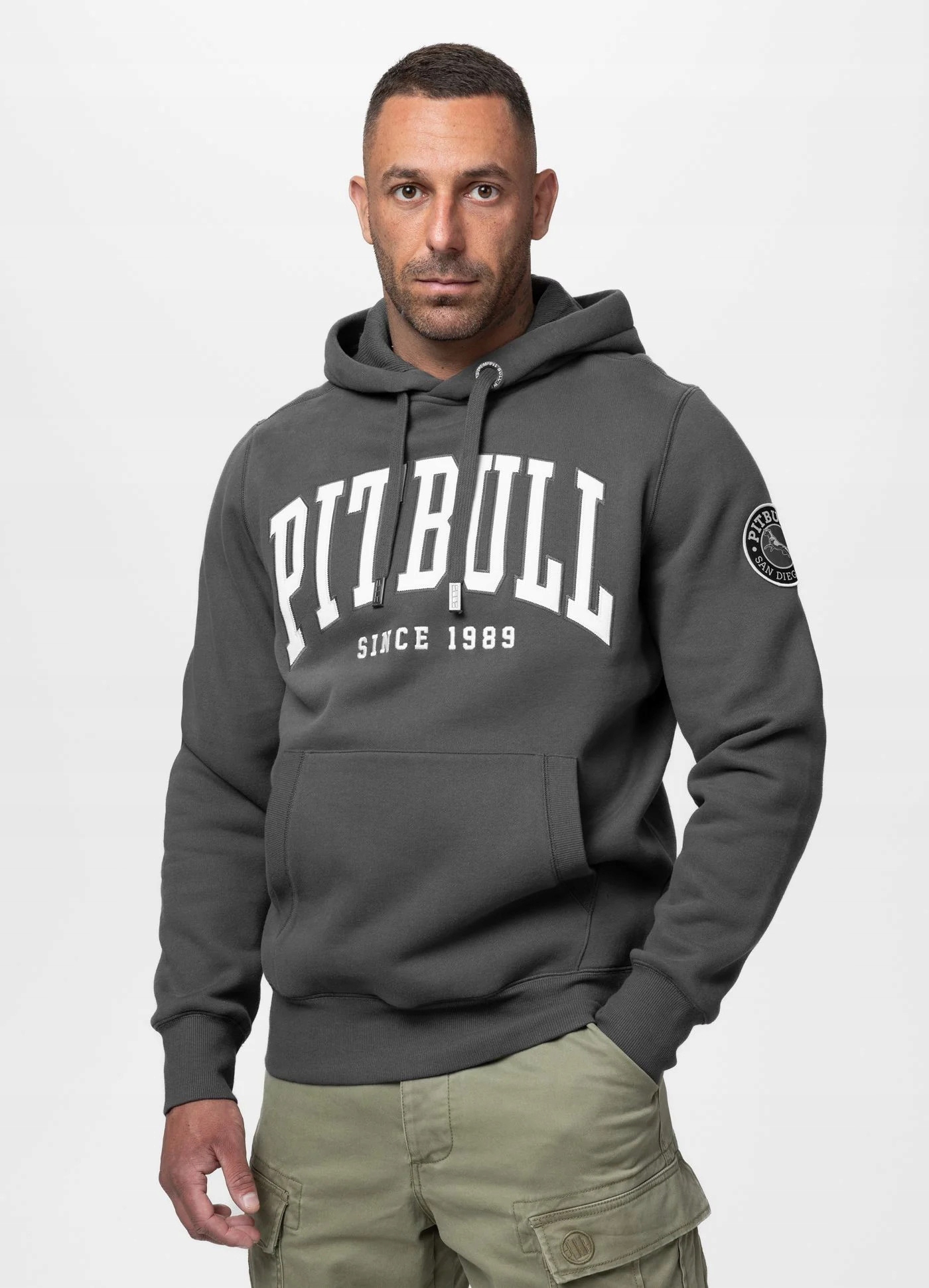 Pánská Mikina S Kapucí Pit Bull West Coast Norton Šedá Bavlněná S