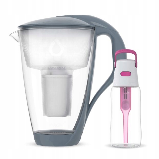 Szklany Dzbanek Dafi Crystal Stalowy Classic z Różową Butelką Solid 0,5