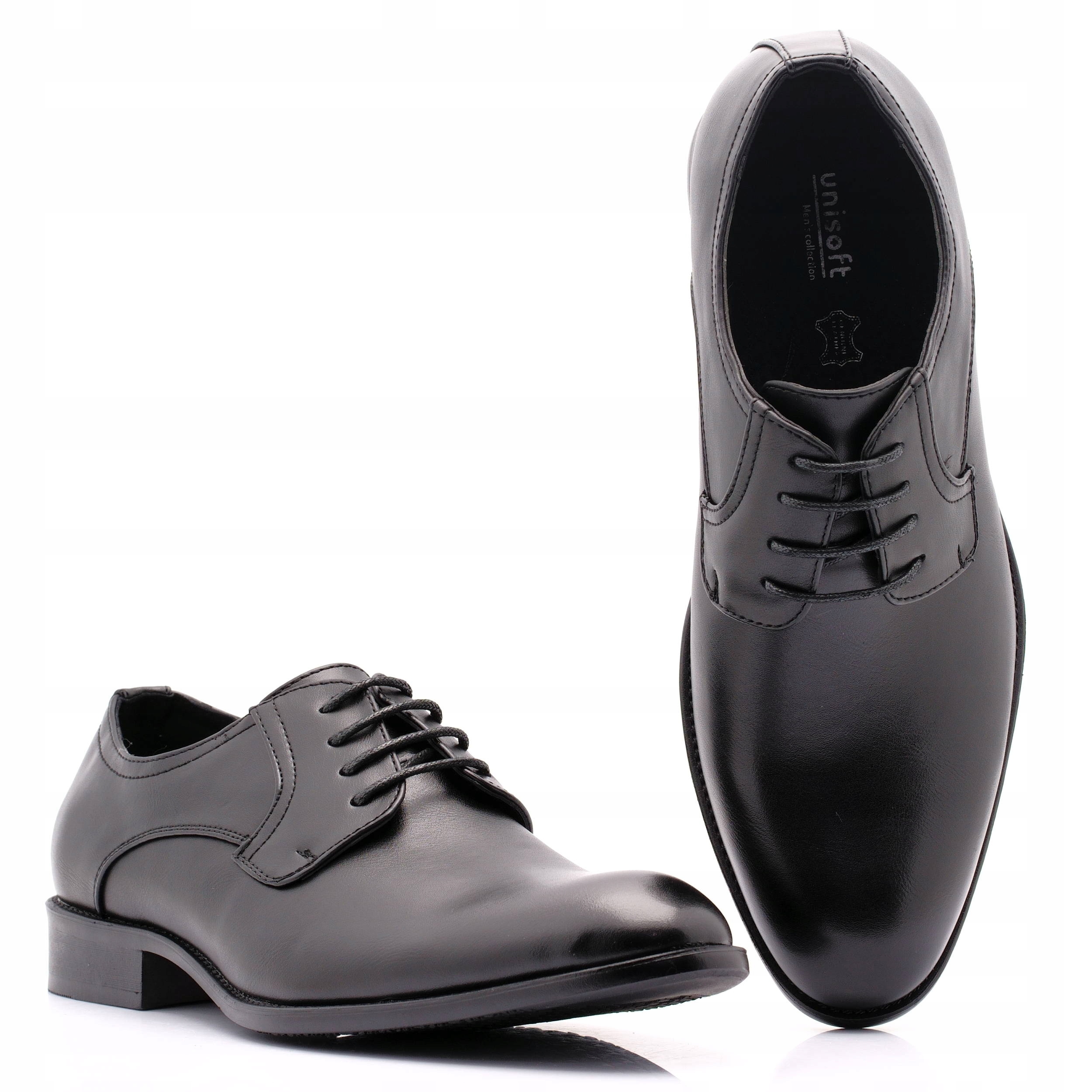 Buty Wizytowe Męskie Półbuty Sznurowane Czarne 4100 42