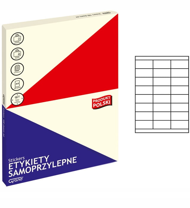 

Etykiety Samoprzylepne A4/100 Grand 70x33,8 mm