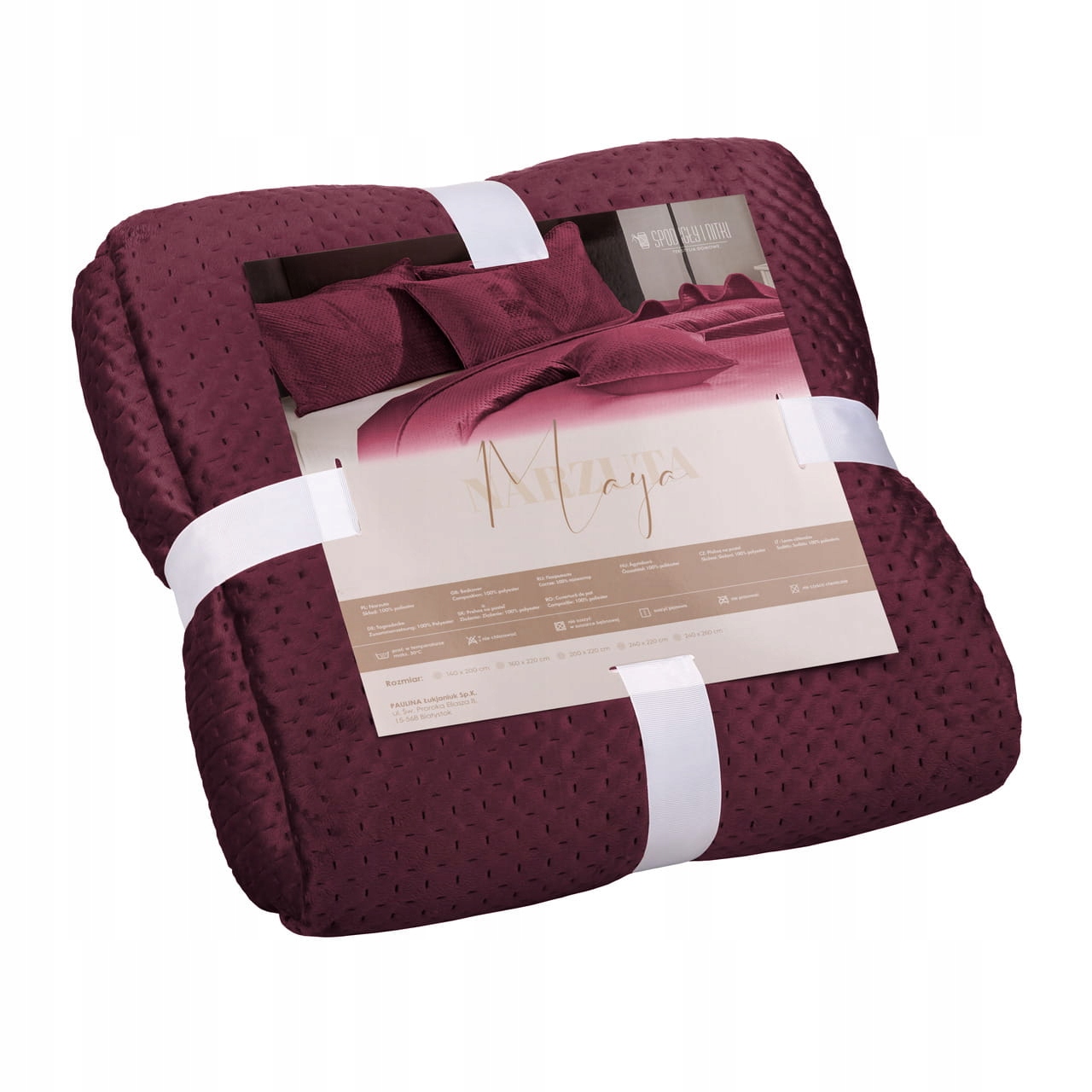 Dekorativní přehoz Maya 140x200 velurová prošívaná bordó